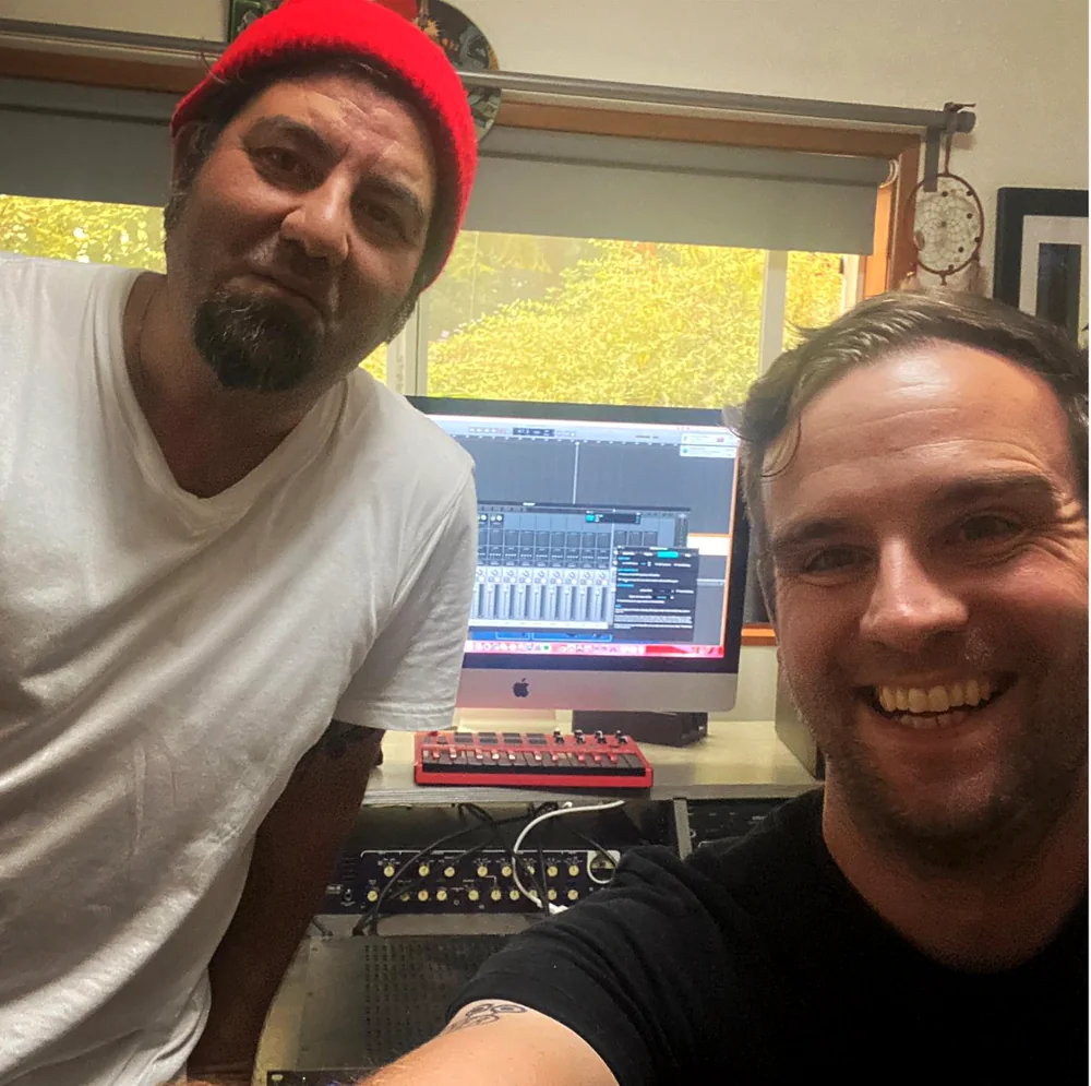 Jay Maas in the studio with Chino Moreno of Deftones
